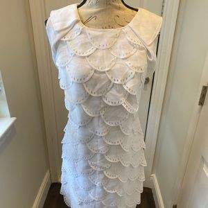 Emporio Armani Womens White Scalloped Dress Size 6 NWT